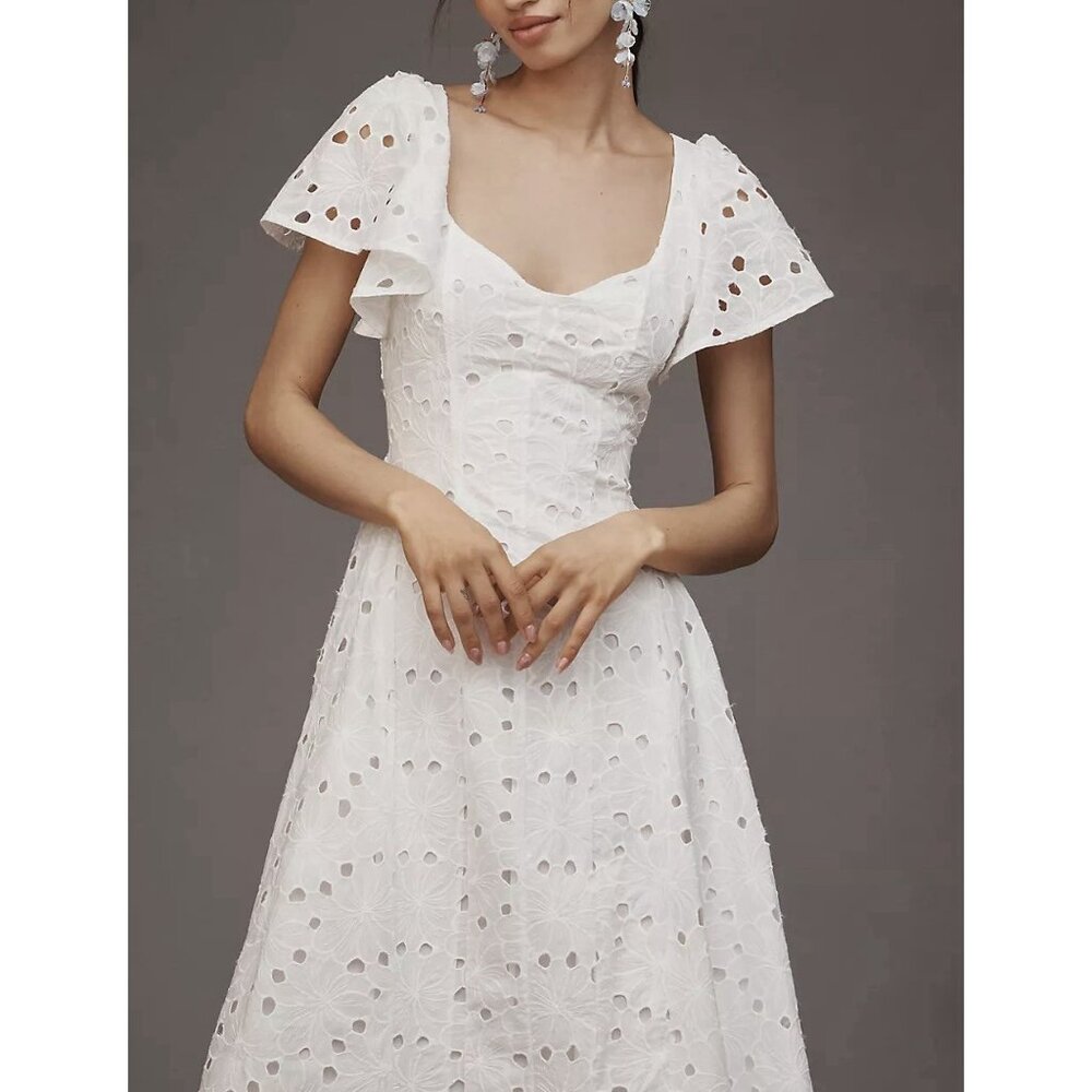 NWT Size XL - Extro&Vert Ada Flutter-Sleeve Broderie Midi Dress (NWT US$ 123) - Picture 11 of 16